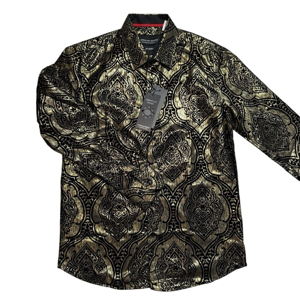 NWT New $189 American Breed The Ultimate Fashion Gold Long Sleeve Shirt Shirt S